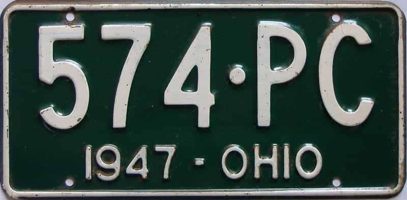 1947 Ohio  (Single) license plate for sale
