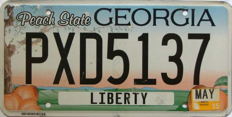 2015 Georgia Counties (Liberty) license plate for sale
