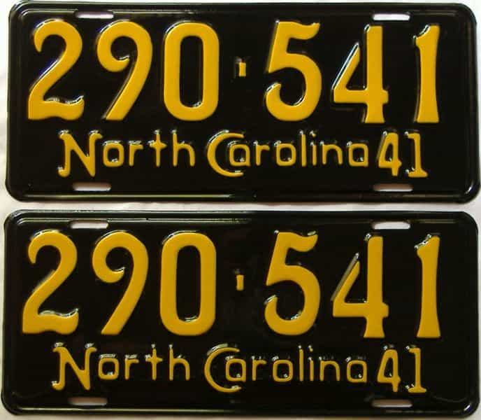 RESTORED 1941 North Carolina (Pair) (12461) for sale The Tag Dr. Store