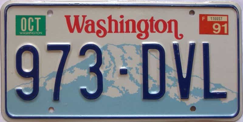 1991 Washington  (Single) license plate for sale