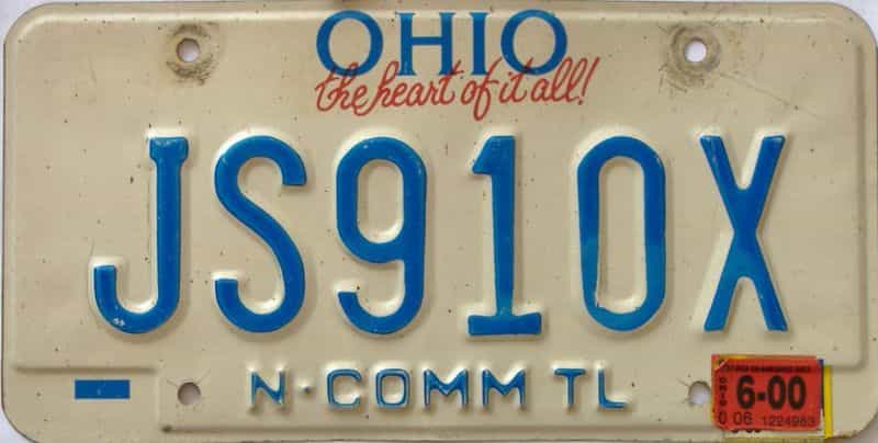 2000 Ohio  (Non Passenger) license plate for sale