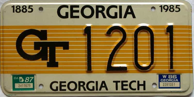 1987 Georgia license plate for sale
