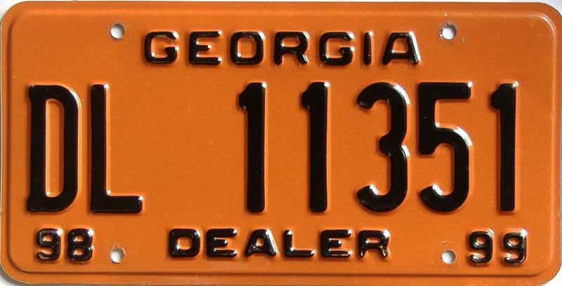 1998 Georgia  (Dealer) license plate for sale