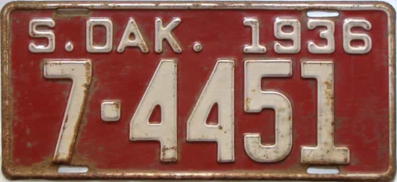 1936 South Dakota (Single) (#14643) for sale - The Tag Dr. Store