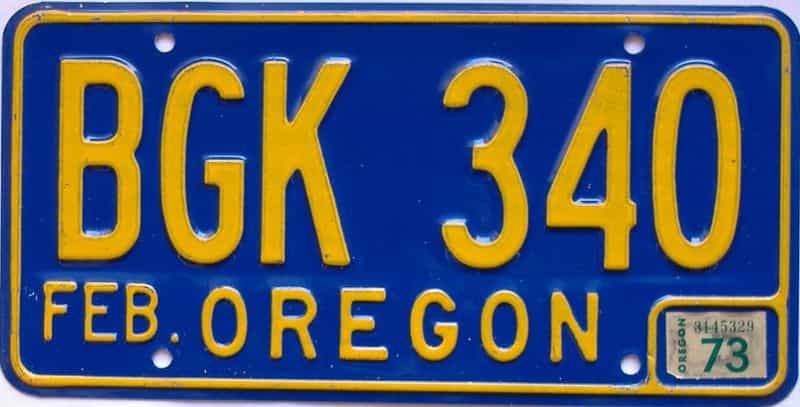 1973 Oregon  (Single) license plate for sale