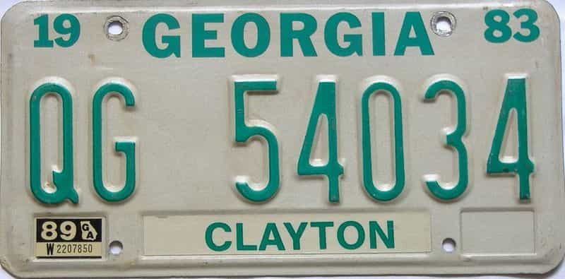 1989 Georgia YOM 1971 - 1989 license plate for sale