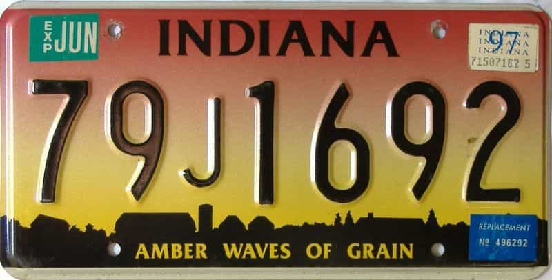 1997 Indiana license plate for sale