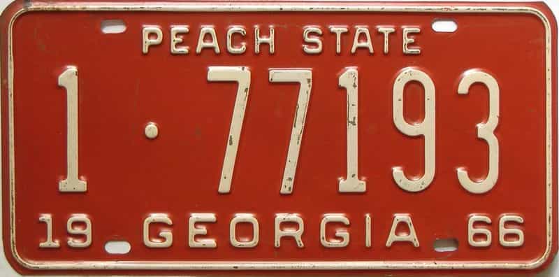 YOM 1966 Georgia (Fulton) license plate for sale