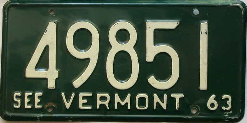 1963 Vermont  (Single) license plate for sale
