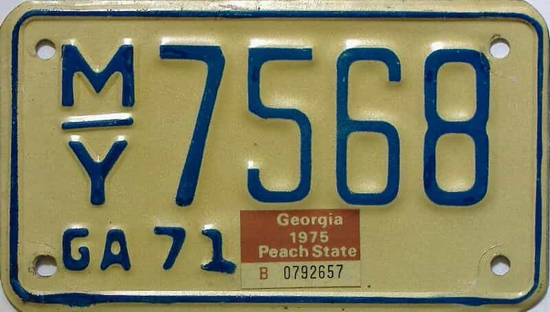 YOM 1975 Georgia YOM 1971 - 1989  (Motorcycle) license plate for sale