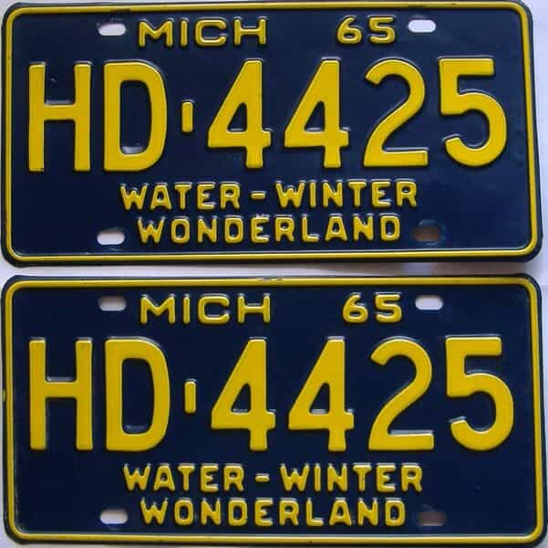 1965 Michigan  (Pair) license plate for sale