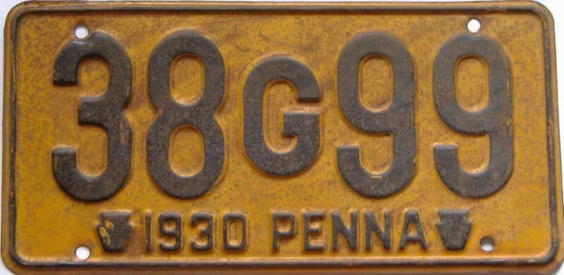 1930 Pennsylvania  (Single) license plate for sale