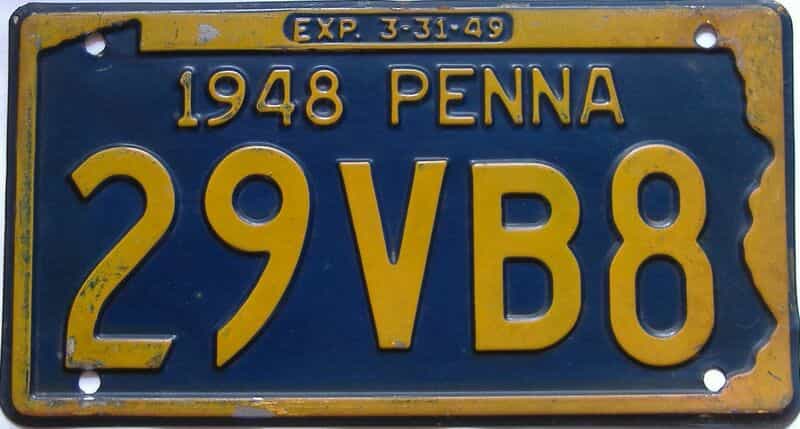1948 Pennsylvania  (Single) license plate for sale