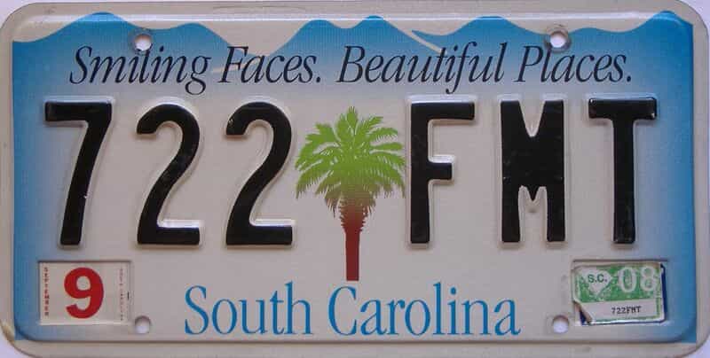2008 South Carolina license plate for sale