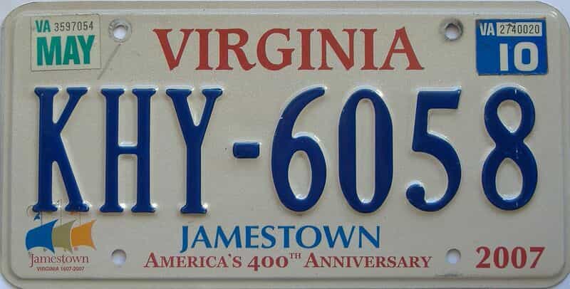 2010 Virginia  (Single) license plate for sale