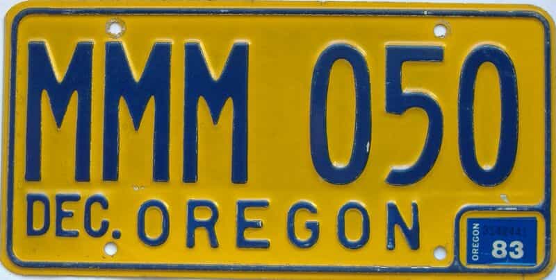 1983 Oregon  (Single) license plate for sale