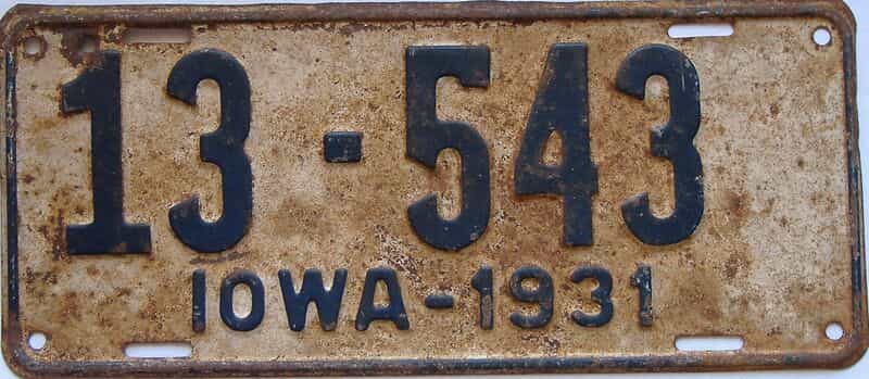 1931 Iowa  (Single) license plate for sale