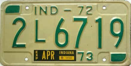 1972 Indiana license plate for sale