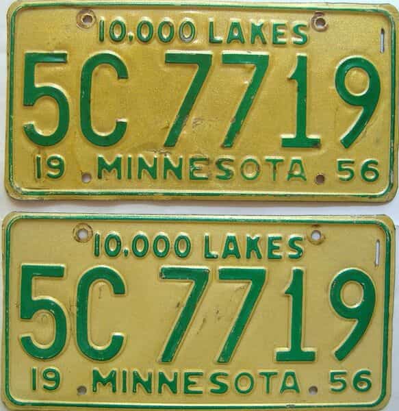 1956 Minnesota  (Pair) license plate for sale