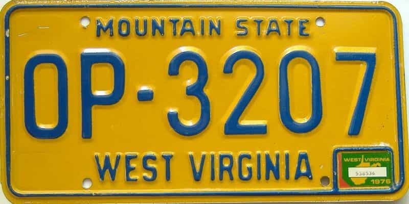 1976 West Virginia license plate for sale