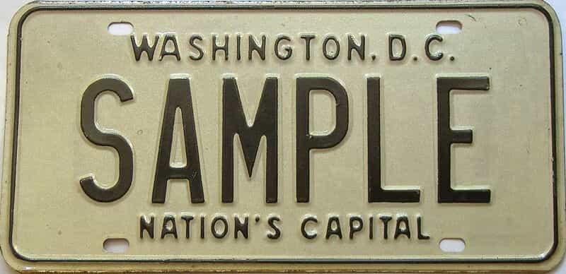 District Of Columbia  (Sample) license plate for sale