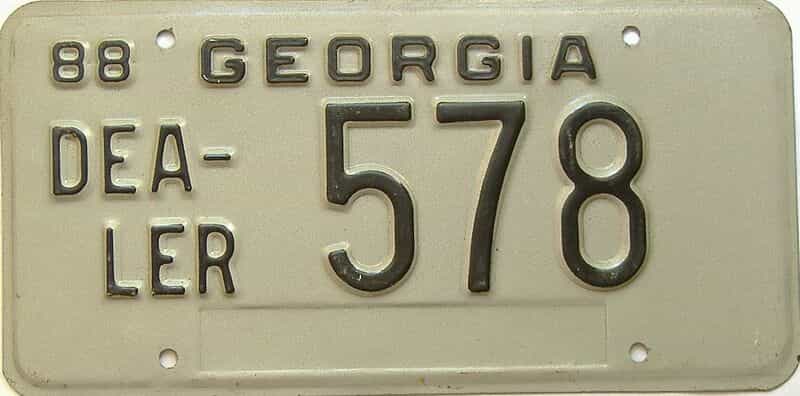 1988 Georgia  (Dealer) license plate for sale
