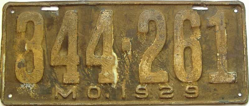 1929 Missouri  (Single) license plate for sale