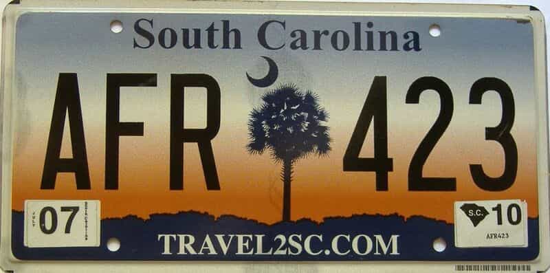 2010 South Carolina license plate for sale