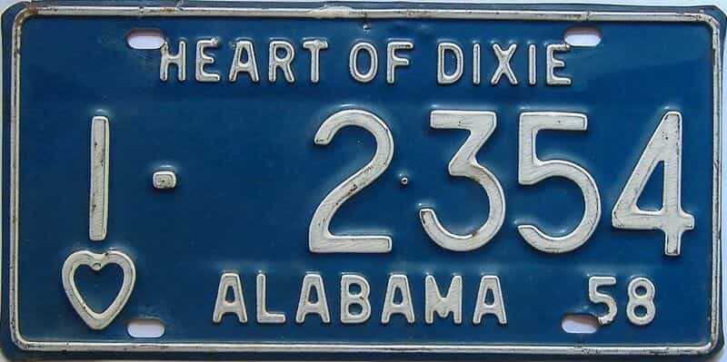 1958 Alabama  (Single) license plate for sale