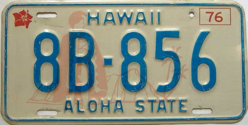 1976 Hawaii  (Single) license plate for sale