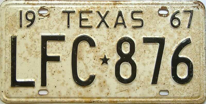 1967 Texas  (Single) license plate for sale
