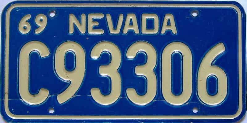 1969 Nevada  (Single) license plate for sale