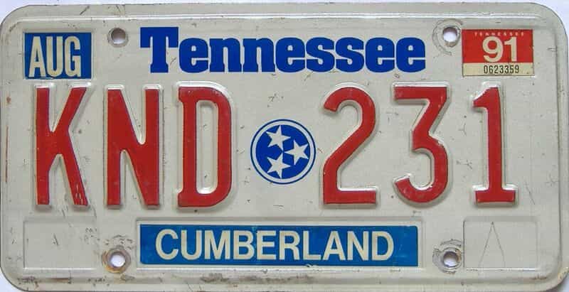 1991 Tennessee license plate for sale
