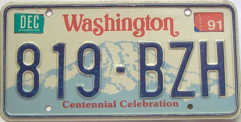 1991 Washington  (Single) license plate for sale