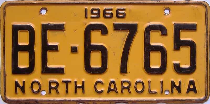 1966 North Carolina license plate for sale