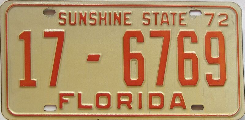 1972 Florida license plate for sale