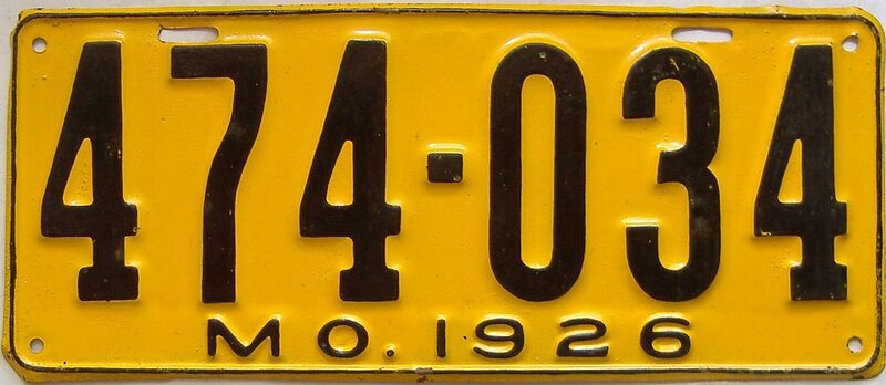 1926 Missouri  (Very Nice Older Repaint) license plate for sale