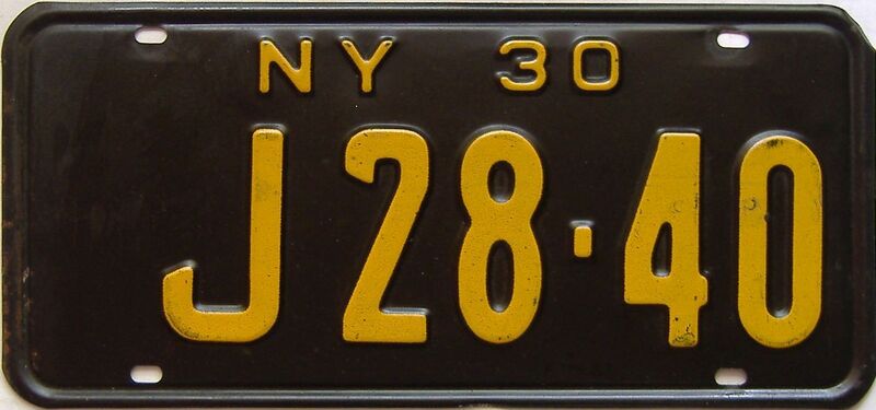 1930 New York  (Single) license plate for sale