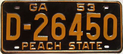 YOM 1953 Georgia license plate for sale