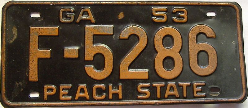 YOM 1953 Georgia license plate for sale