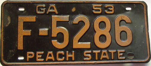 YOM 1953 Georgia license plate for sale