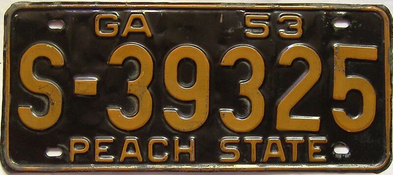 YOM 1953 Georgia license plate for sale