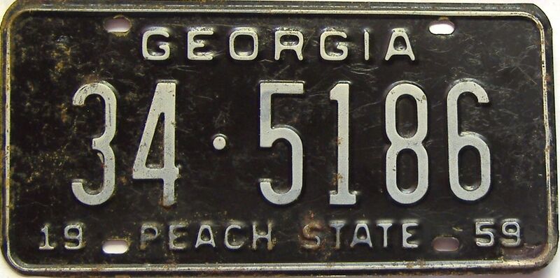 YOM 1959 Georgia (Clayton) license plate for sale