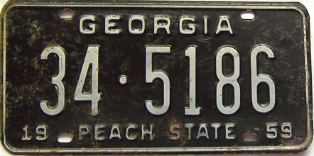 YOM 1959 Georgia (Clayton) license plate for sale