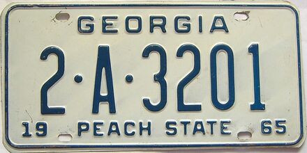 YOM 1965 Georgia (De Kalb) license plate for sale