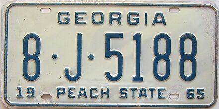 YOM 1965 Georgia (Dougherty) license plate for sale