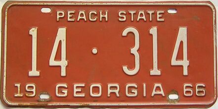 YOM 1966 Georgia (Clarke) license plate for sale