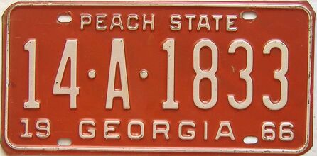 YOM 1966 Georgia license plate for sale