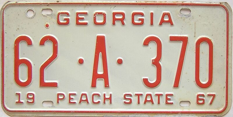 YOM 1967 Georgia (Hart) license plate for sale