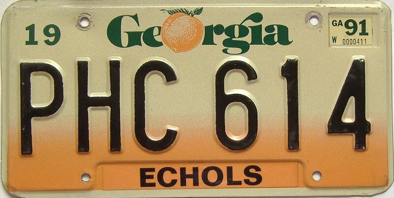 1991 Georgia license plate for sale